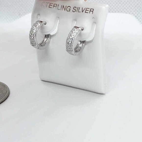 Jewelry - Brand New  Sterling Silver 925 cz stones huggie Earrings